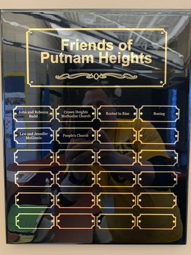 Friends of Putnam Heights donor plaque.